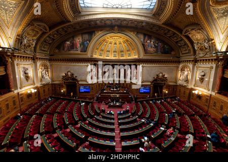 Paris, France.06th janvier 2022.L'hémicycle du Sénat à Paris, France, le 6 janvier 2022.Photo de Lionel Urman/ABACAPRESS.COM crédit: Abaca Press/Alay Live News Banque D'Images