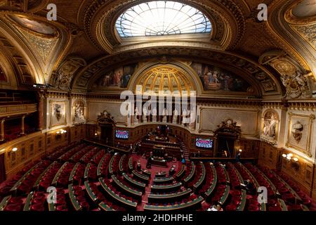 Paris, France.06th janvier 2022.L'hémicycle du Sénat à Paris, France, le 6 janvier 2022.Photo de Lionel Urman/ABACAPRESS.COM crédit: Abaca Press/Alay Live News Banque D'Images