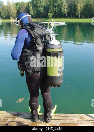 plongeur, bouteille d'oxygène, plongée, plongée, plongeurs,plongées, bouteilles d'oxygène, plongée sous-marine, plongée sous-marine Banque D'Images