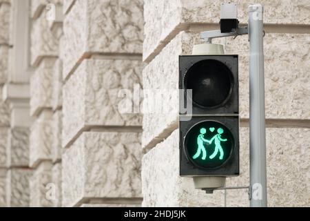 couple, ampel mâle, feux de circulation piétonniers, couples, ampelmännchens Banque D'Images