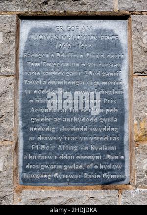 Le mémorial de Thomas Maldwyn Pryce un pilote de course de formule 1 tué dans le Grand Prix sud-africain de 1977, Ruthin, Denbighshire, au nord du pays de Galles, au Royaume-Uni. Banque D'Images