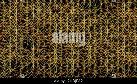 Le fond abstrait jaune-orange à motifs pour le motif.Résumé créatif de la lampe jaune.Rendu d'arrière-plan 3D à anneau rond. Banque D'Images