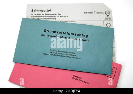 election, vote postal, bulletin de vote, élections dans l'union européenne, élections, postes, bulletins de vote, élections dans les unions européennes Banque D'Images