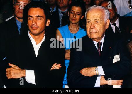 Archives 90ies : Charles Mérieux et Jean-Michel Jarre, Lyon, région Rhône-Alpes, Centre-est de la France Banque D'Images