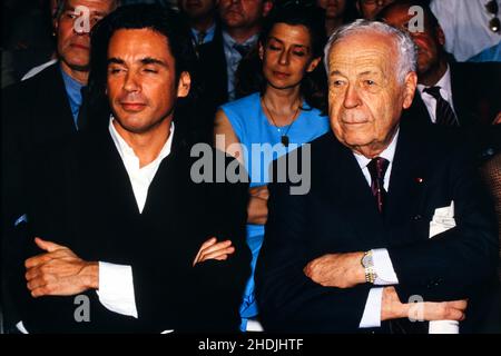 Archives 90ies : Charles Mérieux et Jean-Michel Jarre, Lyon, région Rhône-Alpes, Centre-est de la France Banque D'Images