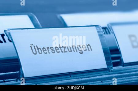 traduction, archivage, traductions, archives Banque D'Images