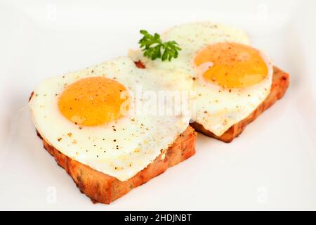 en-cas, œufs frits, pain de viande, en-cas, œufs frits,leberkase, plat à viande Banque D'Images
