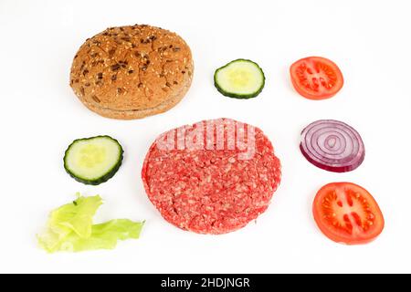 ingrédients, hamburgers, ingrédients, hamburgers Banque D'Images