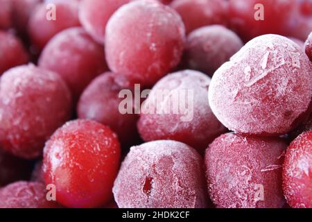 Saine alimentation cerise surgelée au givre, gros plan Banque D'Images