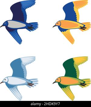 Ensemble d'oiseaux volants colorés, illustration vectorielle Illustration de Vecteur