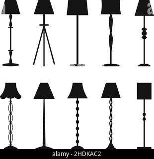 Jeu de silhouettes de lampadaires, illustration vectorielle Illustration de Vecteur