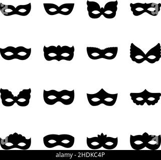 Ensemble de silhouettes de masque de carnaval, illustration vectorielle Illustration de Vecteur