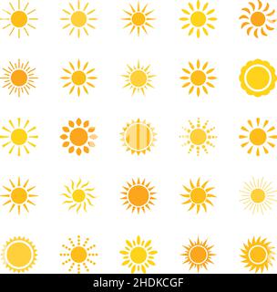 Ensemble d'icônes soleil, illustration vectorielle Illustration de Vecteur