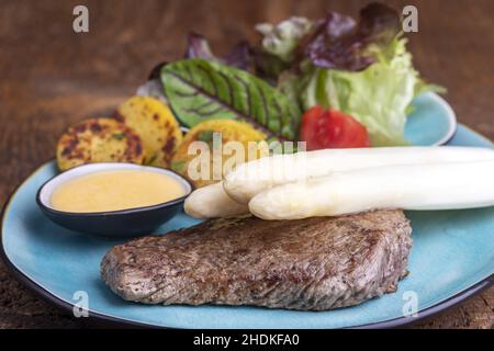 steak, asperges, steaks, asperges, asperges Banque D'Images