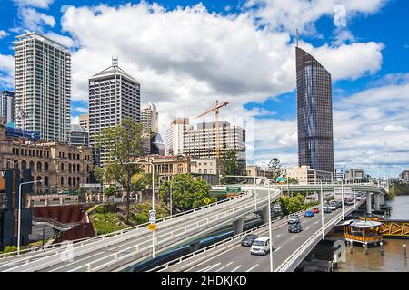 autoroute de la ville, brisbane, pont victoria, autoroutes de la ville, autoroute à plusieurs voies,brisbanes, ponts victoria Banque D'Images