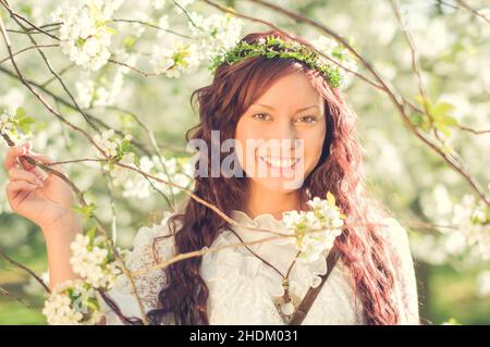 femme, enfant fleur, hippie, femme, femme, femme,dame, femmes, pupins de fleurs, hippies Banque D'Images