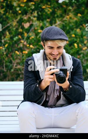 homme, photographie, appareil photo numérique, gars, hommes,photographies, appareils photo numériques Banque D'Images