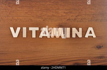 vitamine a, lettres en bois, vitamine as, lettre en bois Banque D'Images