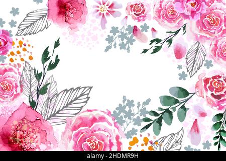 Aquarelle floral frame. Vector illustration Illustration de Vecteur
