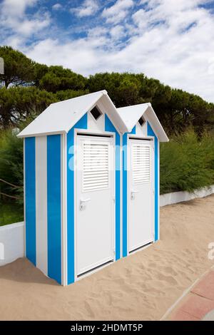 plage, vestiaires, plages, bord de mer, vestiaires,dressing, dressing, cabines d'essayage Banque D'Images