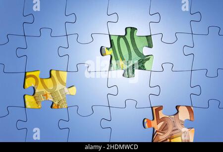 euro notes, puzzle, gestion, puzzle puzzles, gestion Banque D'Images