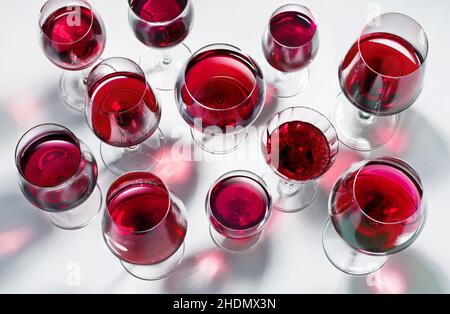 vin rouge, verres à vin, vins rouges, verres Banque D'Images