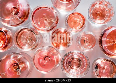 vin de rose, verres à vin, vins de rose, verres Banque D'Images