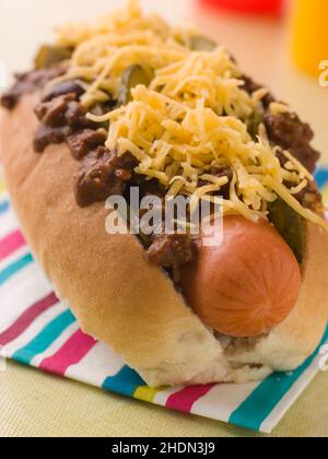 restauration rapide, hot dog, chili dog, fastfood, hot dogs,chiens au chili Banque D'Images