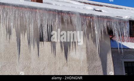 glace, rebord de toit, glace, bords de toit Banque D'Images