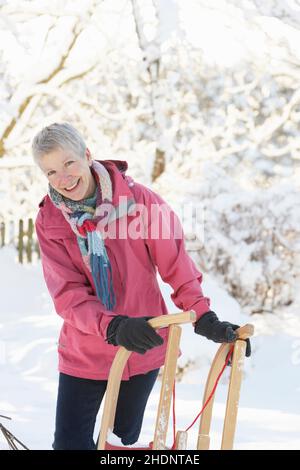 senior, hiver, personnes âgées, vieux, personnes âgées,hivers Banque D'Images