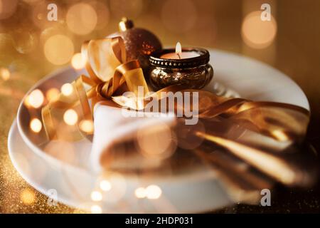 fêtes, couvre-table, dîner de noël, fêtes, couvre-table,dîners de noël Banque D'Images