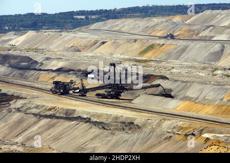 lignite, pont convoyeur, combustibles fossiles, lignites, ponts convoyeurs,combustibles fossiles Banque D'Images