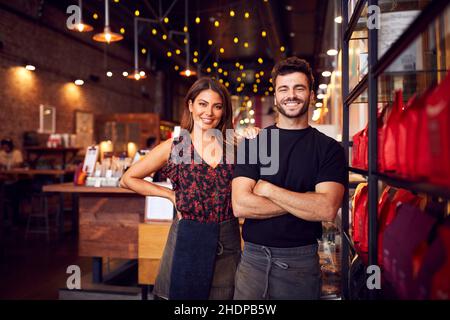 couple, équipe, propriétaire, café, couples,équipes, propriétaires, cafés Banque D'Images