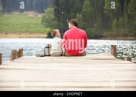 père, fils, pêcheurs, père, pères,fils, à la pêche, aux finitions, à l'angle, à la pêche Banque D'Images
