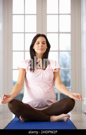 femme, méditant, yoga, grossesse, enceinte,femme, femme, femme, méditation,yogas, grossesses, prégnants Banque D'Images