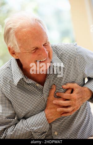 senior, urgence, crise cardiaque, personnes âgées, vieux,aînés, urgences, crises cardiaques Banque D'Images