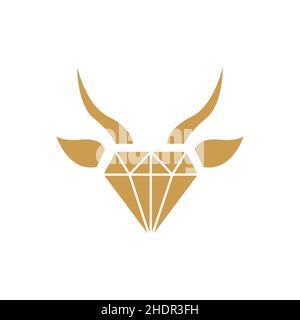 diamant avec tête de forme logo de vache conception vecteur graphique symbole icône illustration idée créative Illustration de Vecteur