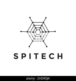 line spider web technologie logo design vecteur graphique symbole icône illustration idée créative Illustration de Vecteur