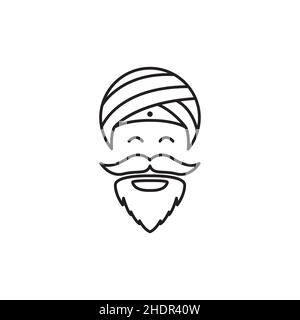 dessin animé vieil homme indien avec logo turban design vecteur graphique symbole icône illustration idée créative Illustration de Vecteur