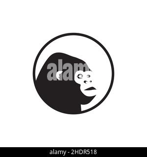 cercle ligne avec visage tête gorilla logo design vecteur graphique symbole icône illustration idée créative Illustration de Vecteur
