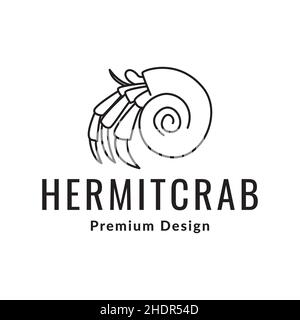 ligne ermit crabe logo design vecteur graphique symbole icône illustration idée créative Illustration de Vecteur