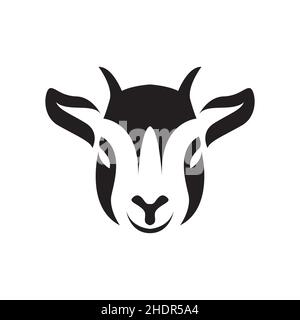 face isolée noir elle-chèvre logo design vecteur graphique symbole icône illustration idée créative Illustration de Vecteur