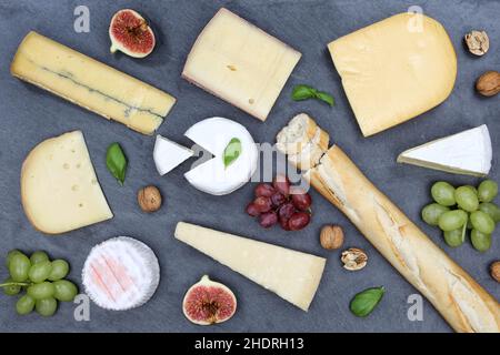 fromage, plateau de fromages, variété de fromages, fromages, plateaux de fromages Banque D'Images