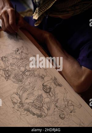 art, dessin, artiste, indonésie, arts,dessins, artistes, indonesias Banque D'Images