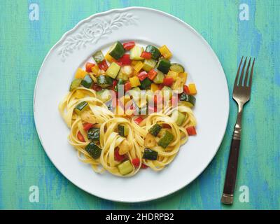 légumes, pâtes, végétarien, légumes, noddles,pâtes, végétariens Banque D'Images