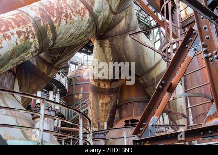 poutre en acier, usine industrielle, corrosion, oxydation, poutres,usines industrielles, corrosions, rusties Banque D'Images