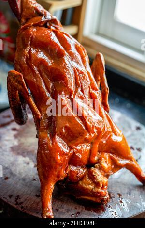 Gros plan sur le canard rôti cantonais tout en or Banque D'Images