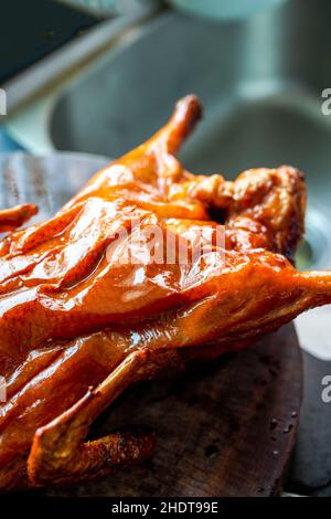 Gros plan sur le canard rôti cantonais tout en or Banque D'Images