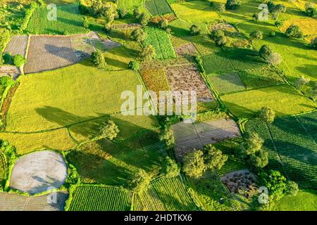 Image aérienne par défaut des rippes de riz à Ta Pa, Bay Nui , an Giang - Vietnam Banque D'Images