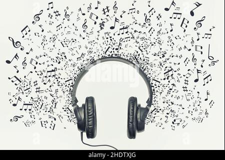 musique, écouteurs, notes musicales, musiques, écouteurs,écouteurs, casque, notes musicales Banque D'Images